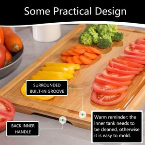 Bamboo Cutting Board Set Eco-friendly Dishwasher Safe with Juice Grooves & Drawers and Holder - Product Image 5