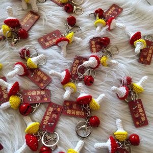 Llavero de Peluche de Hongo Tejido a Mano, Colgante de Campana, Hongo Amarillo y Rojo, Lindos Llaveros para Niñas, Regalo para Niños, Llavero de Hongo - Product Image 2