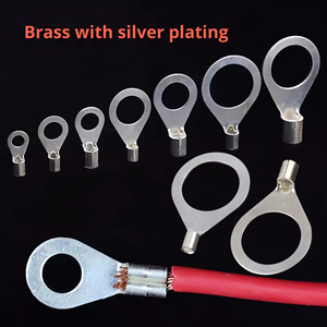 Bornes à anneau en cuivre étamé de type O électriques, bornes à fourche nues non isolées, connecteurs de fils à sertir - Product Image 1
