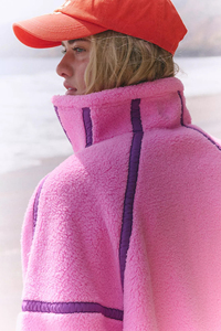 Custom High Fleece <strong>Boxy</strong> Relaxed Fit Half Zipper Durable Woven Warm Fuzzy Outerwear Resistant to Tearing Ripping <strong>Cropped</strong> <strong>Jackets</strong> - Product Image 4