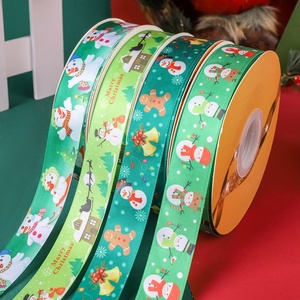 Pita Hadiah Kreatif 100% Poliester 25mm untuk Dekorasi Natal, Desain Pohon Natal Cetak Digital, Grosir Lintas Negara - Product Image 1