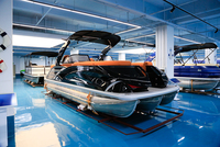 Bateau ponton de luxe en aluminium Kinocean à prix de gros, avec un look sportif, une barrière et un salon avant avec table pour 12 passagers