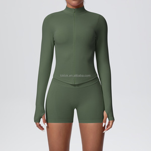 Ensemble de vêtements de sport pour femmes, 4 pièces, veste de yoga zippée, taille élastique légère, séchage rapide, respirant - Product Image 1