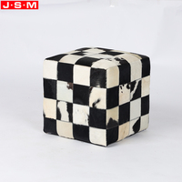 Tabouret en tissu mousse souple noir et blanc Tabouret pouf de loisirs unique pour salon chambre