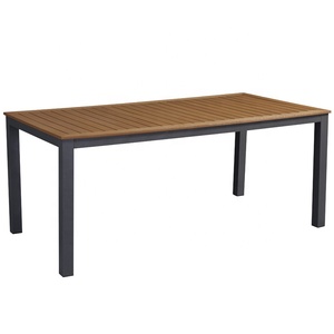 Moderno giardino portico mobili 7 pezzo di plastica <span class=keywords><strong>legno</strong></span> alluminio set <span class=keywords><strong>da</strong></span> pranzo Patio all'aperto <span class=keywords><strong>tavoli</strong></span> e sedie 6 posti - Product Image 3