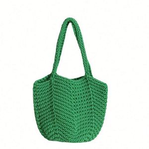 Bolso de mano vintage de paja trenzada y tejida a mano, resistente al agua, de algodón, para playa o mar. - Product Image 2
