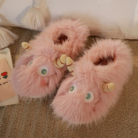Pantoufles en peluche automne-hiver 2026, design animalier mignon de dessin animé, décontractées, chaudes et douillettes pour l'intérieur
