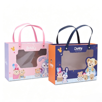 Boîte cadeau transparente à fenêtre avec poignée en tissu pour enfants, idéale pour les fêtes d'anniversaire, les baby showers, les bonbons, les biscuits, les faveurs de fête, emballage en papier personnalisé