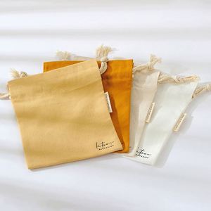 Promotional Custom Logo Printed Cotton <b>Drawstring</b> Dust Bag Small Cotton Jewelry <b>Pouch</b> With Label - Product Image 2