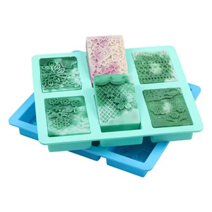 Factory Hot Quality Custom 3d Flower square Rectangular Cake Soap Moulds Handmade Silicone Soap Mold with logo - Product Image 2
