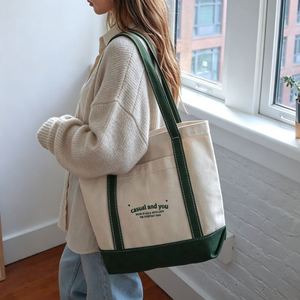 Custom Size <b>Large</b> Big Thick Reinforced Strong Handle Green Cotton Canvas Gift <b>Tote</b> Shopping <b>Bag</b> with Printed Logo for Travel - Product Image 2
