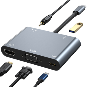 Mới 5 Trong 1 TYPE-C Để HDMI + <span class=keywords><strong>VGA</strong></span> + AV + USB3.0 + Pd USB Hub <span class=keywords><strong>Adapter</strong></span> Cho Máy Tính Để Bàn Truyền Hình Máy Chiếu - Product Image 1