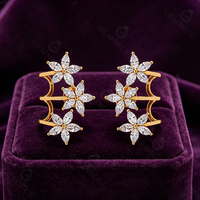 Gemnel Drei-Blumen-Marquise Weiße CZ Ohrstecker 925 Silber Krappenfassung Blumen-Ohrschmuck für Damen Hochzeit Party