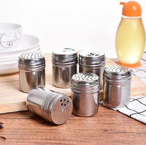 Dispenser Rotatable Lid Shakers Salt Sugar Spice Pepper Stainless Steel Spice Shakers Adjustable Pour Holes <b>Jars</b> Seasoning - Product Image 1