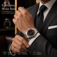 Montres automatiques de luxe à roue de roulette édition limitée OEM personnalisées en usine, avec disque de jeu rotatif et bouton mécanique