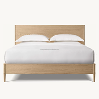 Lit à plateau François RH, style moderne minimaliste, en bois massif, couleur noyer, grand lit, mobilier de chambre pour hôtel et villa