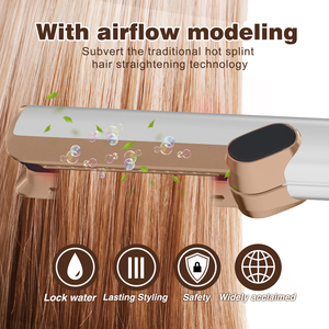 2024 ferramenta de cabelo novo fluxo de ar iônico secador de cabelo titânio plana ferro alisador de ar secador de cabelo modelador sopro ar em linha reta - Product Image 3