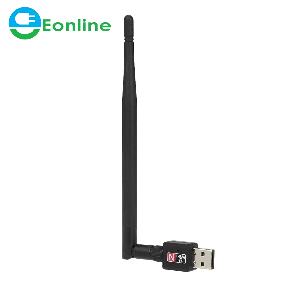 EONLINE Adaptor <span class=keywords><strong>Dongle</strong></span> USB WiFi, Kartu LAN Jaringan 600 GHz 802.11b/g/n Standar dengan 5dBi Antena Bisa Dilepas untuk D 2.4 Mbps