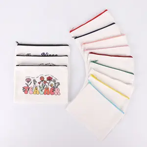 Painting creative zipper pen bag Large blank student creative advertising lead storage hand canvas pen bag