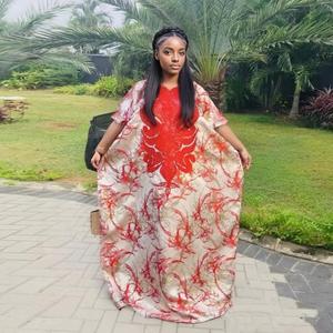 Nuevo Vestido largo de verano de moda para mujer <span class=keywords><strong>MaMa</strong></span> estampado bordado industria pesada bolsillo estilo africano ajuste suelto hecho de poliéster - Product Image 3