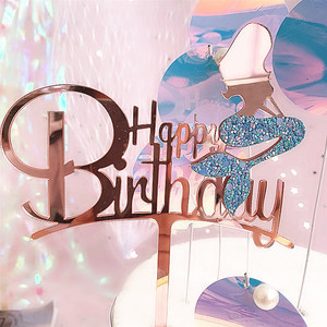 Decorazione per Torta di <span class=keywords><strong>Compleanno</strong></span> in Acrilico di Alta Qualità a Forma di Sirena per Feste di Bambine - Product Image 1