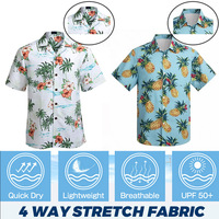 Kemeja Pantai Rayon Viscose Hawaii Desain Pola Kustom Pria, Kemeja Satin Sutra Cetak Seluruh Badan Kustom Musim Panas, Celana Renang Pria
