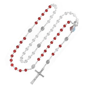 Rosario de <span class=keywords><strong>la</strong></span> Divina Misericordia con Cuentas Rojas y Transparentes Collar <span class=keywords><strong>Coronilla</strong></span> de Jesús Regalo Religioso <span class=keywords><strong>para</strong></span> Oración Católica - Product Image 3