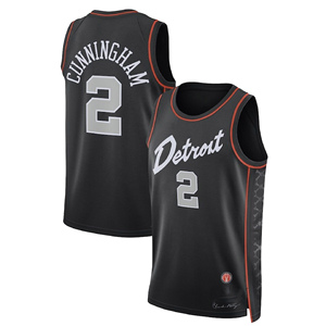2026 Detroit City 2 # <span class=keywords><strong>Maillot</strong></span> de basket-ball Cade Cunningham Swingman Edition Statement noir brodé - Product Image 5