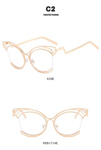 نظارات بعين القطة كبيرة الحجم نصف إطار معدنية للبيع بالجملة نظارات بإطار شفاف مفرغ ومضاد للأشعة الزرقاء - Product Image 6