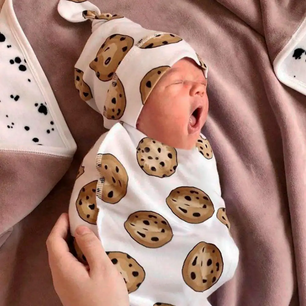 Rahat yenidoğan kreş uyku Wrap çuval şapka el yapımı yumuşak yün bebek battaniye el örme