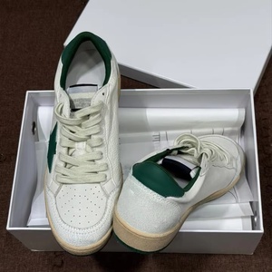 White Green <b>Walking</b> Style Sneakers Lace Up Low <b>Top</b> Casual Leather Look Shoes for Men and Women - Product Image 3