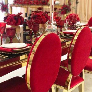 Bộ bàn ghế sự kiện tiệc cưới sang trọng cao cấp VIP màu đỏ nhung thiết kế mới bán buôn - Product Image 2