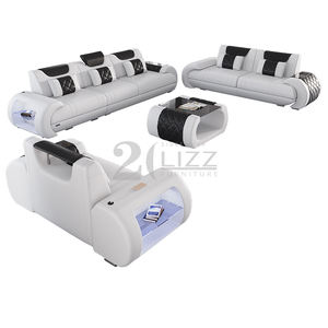 Sofá de lujo con cubierta de cuero para sala de estar, mueble Seccional de cuero rosa, multifuncional - Product Image 2