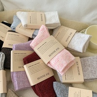 Chaussettes mi-mollet en laine et cachemire tricotées épaisses pour femme, style japonais simple, chaudes pour l'hiver, idéales pour la maison et la période post-partum