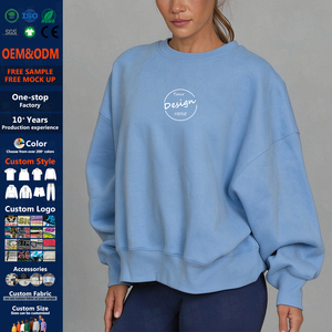 Sweat-shirt à col rond personnalisé de haute qualité, couleur unie, pour femme, coupe ample, 80% coton, 20% polyester, 350 g/m² - Product Image 1