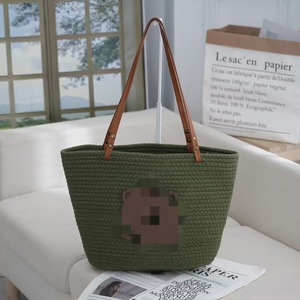 Borsa Tote in Corda PU Intrecciata a Mano con Due Manici, Chiusura Aperta, Grande Capacità, Versatile, Stile <span class=keywords><strong>Trendy</strong></span> Transfrontaliero per Donne - Product Image 3