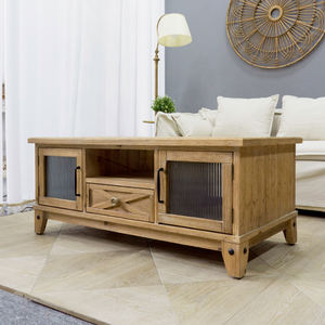 Table basse en bois massif de style rustique pour salon, durable, avec un design décoratif, des tiroirs de rangement et une montage facile - Product Image 3