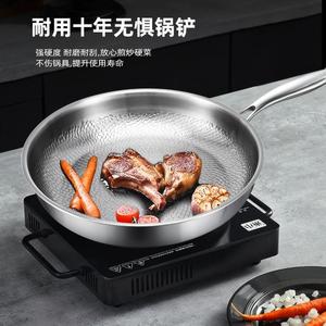 Stainless Steel Hammered <b>Frying</b> <b>Pan</b> 12 Inch Durable Round Non-Stick <b>Pan</b> For Steak <b>Egg</b> Cooking Household Use - Product Image 3