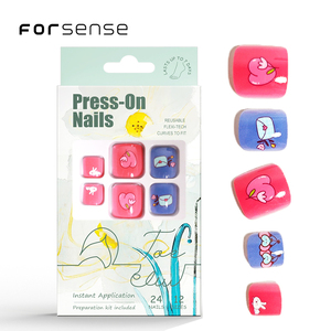 Saint-Valentin dessin animé faux ongles d'orteil conseils fournir rose pêche presse sur les ongles des <span class=keywords><strong>pieds</strong></span> ensemble assorti artificiel faux <span class=keywords><strong>pieds</strong></span> ongles pour les filles - Product Image 1