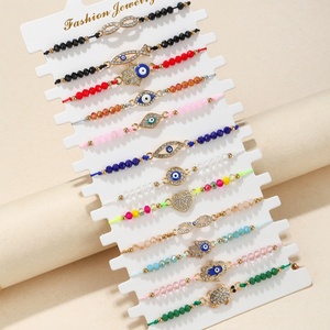 12Pcs Handmade Crystal <b>Bead</b> <b>Bracelet</b> for Women Sea Turtle Fatima Hand Blue Devil's Eye Diamond Fine Rope <b>Charm</b> <b>Bracelet</b> - Product Image 2