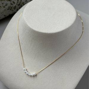 Collar de Perlas Redondas de Agua Dulce Akoya de Zhuji, Naturales, de 4-5 mm, Súper Brillantes, con Cadena de Plata Pura, Collares de Perlas de Agua Dulce, Cadena Sonrisa - Product Image 4