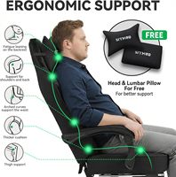 Chaise de jeu ergonomique FlameGlow pour adultes - Tissu respirant confortable, ressorts ensachés, rotation à 360°, inclinaison réglable de 90 à 150°, soutien lombaire réglable