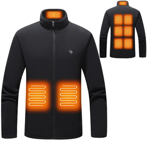 Giacca termica termica in <span class=keywords><strong>pile</strong></span> nero polare cappotto ricaricabile per riscaldamento intelligente vestiti invernali caldi per donna uomo - Product Image 1