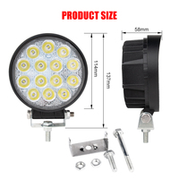 Projecteur de travail LED RCJ avec anneau halo, 6500K, haute puissance, pour camion tout-terrain 12V/24V, feux de conduite LED pour voiture