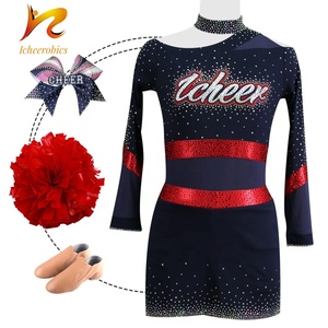 Icheerobics le même uniforme de cheer du gagnant Ab strass uniformes de cheerleading jupe plissée tenue de pom-pom girl - Product Image 2