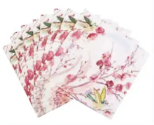 Roze Bloemen Papieren Servetten Op Voorraad 33X33Cm 20 Stuks Tissuepapier Servet Decoratie Viering Serviesgoed Feestartikelen