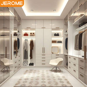 Armoire penderie modulaire en bois MDF avec membrane PVC blanche, personnalisable en usine, style moderne classique - Product Image 2