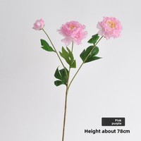 Dekorasi Rumah Bunga Peony Buatan Tangan 3 Kepala Bunga Sutra Batang Panjang Daun Berlapis Putih 78CM Grosir Bunga Pernikahan Buatan