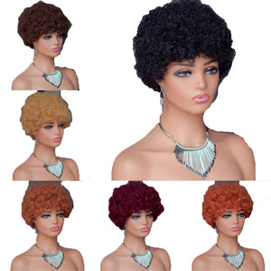 Perruque pour <span class=keywords><strong>femme</strong></span> en cheveux humains 100% naturels, <span class=keywords><strong>coupe</strong></span> <span class=keywords><strong>afro</strong></span> <span class=keywords><strong>courte</strong></span> bouclée, douce et naturelle, style brésilien-vietnamien, vente en gros - Product Image 2