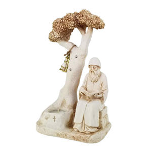 Figura de San Charbel Sentado y Rezando <span class=keywords><strong>el</strong></span> Libro Sagrado Bajo <span class=keywords><strong>el</strong></span> <span class=keywords><strong>Olivo</strong></span> en la Noche, Decoración para Bautizo, Primera Comunión - Product Image 2